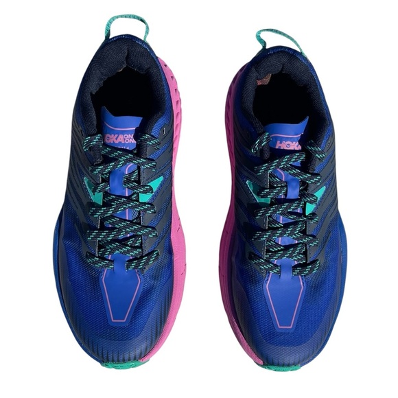 Hoka Speedgoat 4 shoes trail running athletic blue pink women’s 7 - Picture 3 of 10